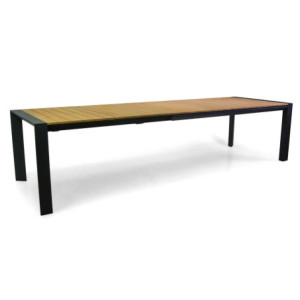 Tavolo alluminio allungabile Saigon antracite top teak 200-320x100