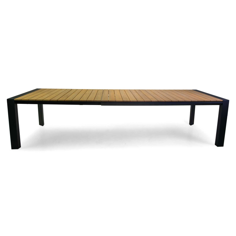 Tavolo alluminio allungabile Saigon antracite top teak 200-320x100