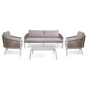 Salotto alluminio Anniston 3 posti bianco corda naturale elegante