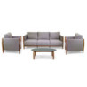 Salotto alluminio Colton effetto legno 3 posti cuscini beige