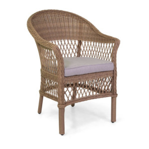 Poltrona alluminio polyrattan Murrieta naturale con cuscino cm 62x66h88