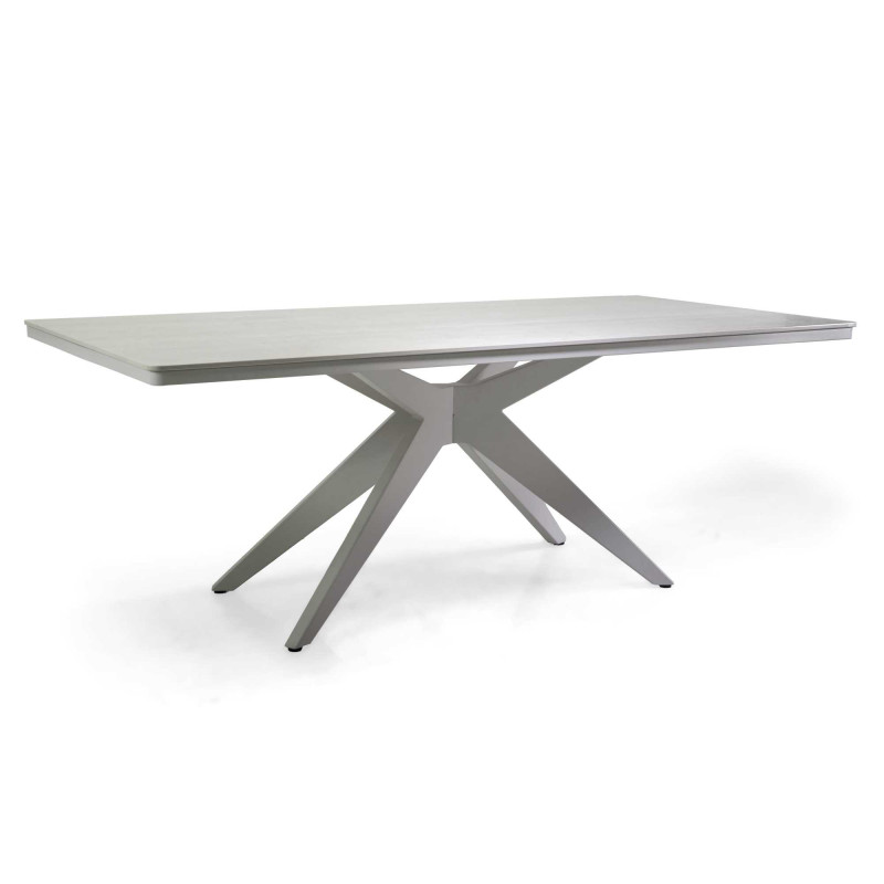 Tavolo alluminio Coronado top pietra bianco 200x100 cm giardino