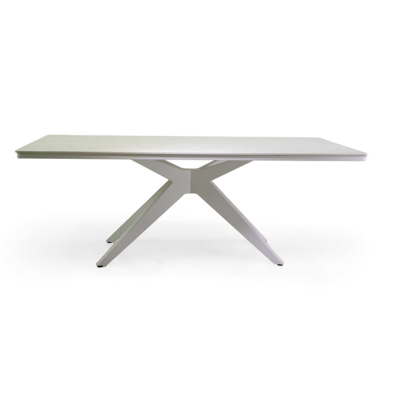 Tavolo alluminio Coronado top pietra bianco 200x100 cm giardino