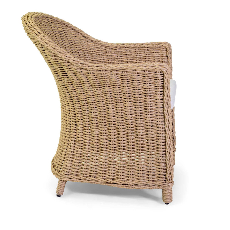 Poltrona polyrattan Oakland naturale con cuscino 63x69x82 cm