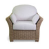 Salotto polyrattan Oakland naturale con cuscini bianchi da esterno