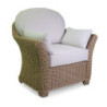 Salotto polyrattan Oakland naturale con cuscini bianchi da esterno