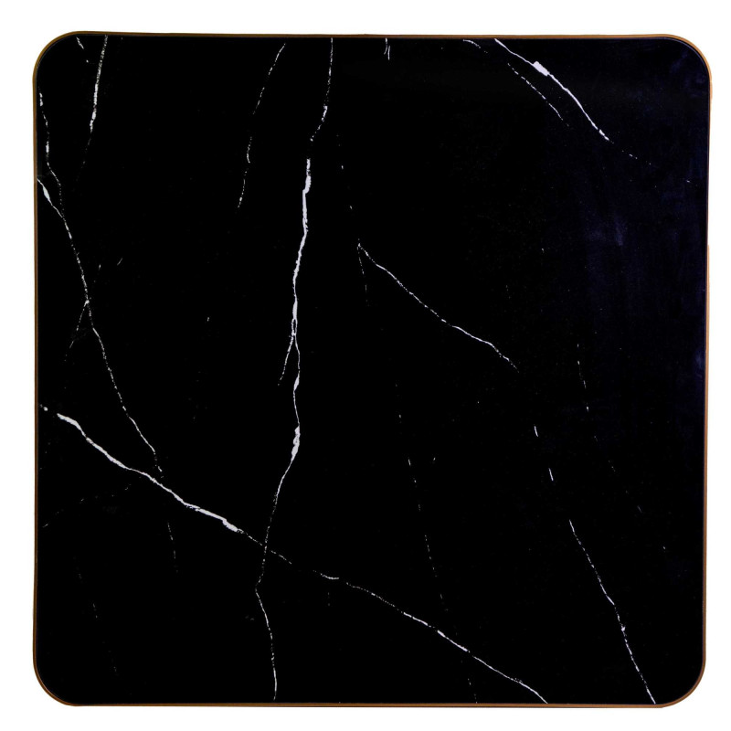 Top tavolo pietra sinterizzata marmo nero bordo oro 80x80 cm