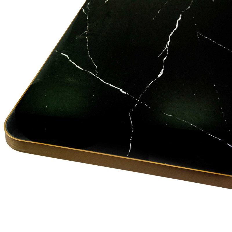 Top tavolo pietra sinterizzata marmo nero bordo oro 80x80 cm