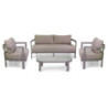 Salotto alluminio Aledo 2 posti tortora con cuscini beige