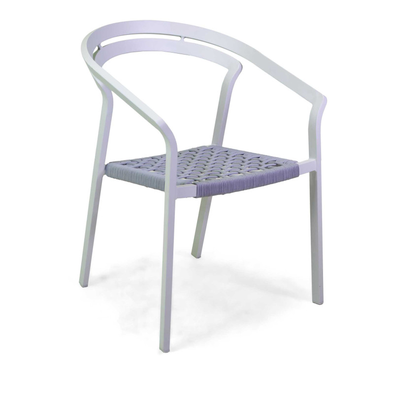 Poltrona alluminio Aledo bianco corda grigio chiaro 57x58,5xH85