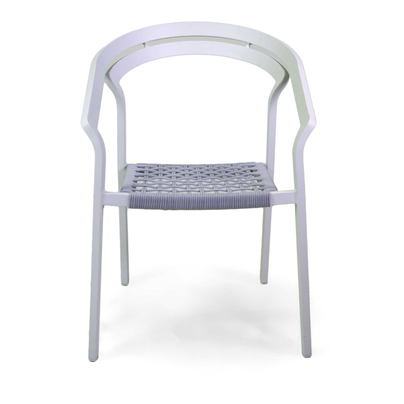 Poltrona alluminio Aledo bianco corda grigio chiaro 57x58,5xH85