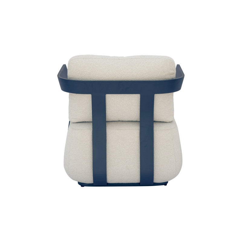Salotto Monaco Alluminio Blu Cuscini Alti Bianchi Moia