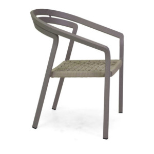 Zoom Poltrona alluminio Aledo tortora con corda beige cm 57x58,5h85