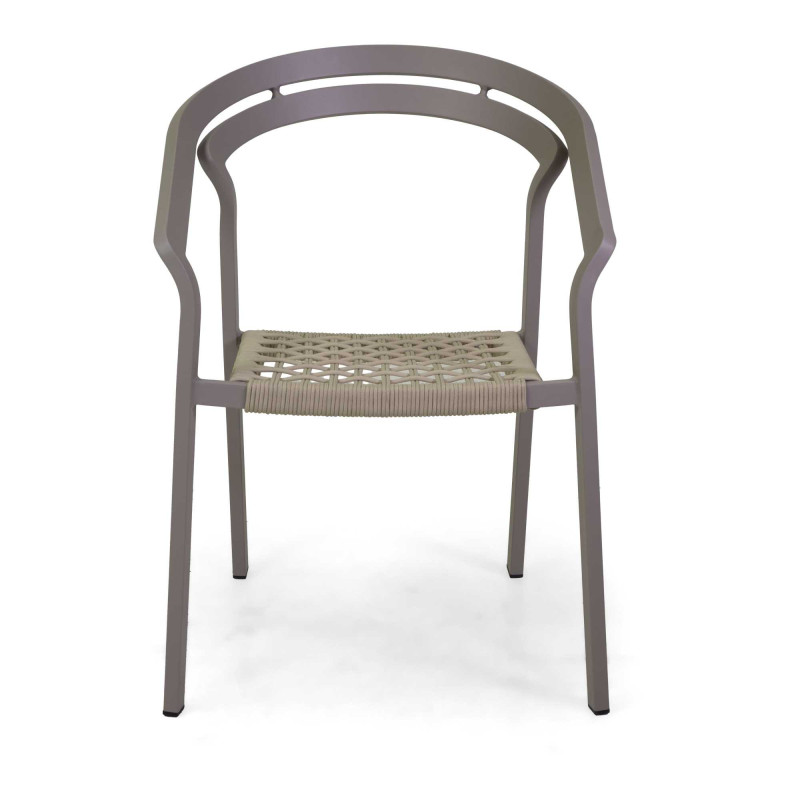 Poltrona alluminio Aledo tortora corda beige 57x58,5xH85 cm