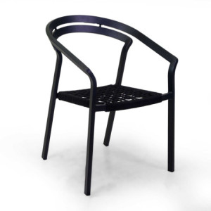 Poltrona alluminio Aledo antracite con corda nero cm 57x58,5h85