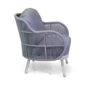 Zoom Salotto alluminio Wichita 3 posti bianco con cuscino e corda grigio chiaro