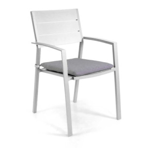 Poltrona alluminio Salomon bianco con cuscino 55x60xH89 cm moderna