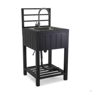 Mobiletto alluminio Weston con lavello antracite 60x61,5xH125 cm