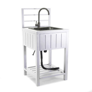 Mobiletto alluminio Weston con lavello bianco 60x61,5h125 cm