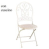 Sedia metallo Ragusa avorio con cuscino 40x48x94 cm esterno