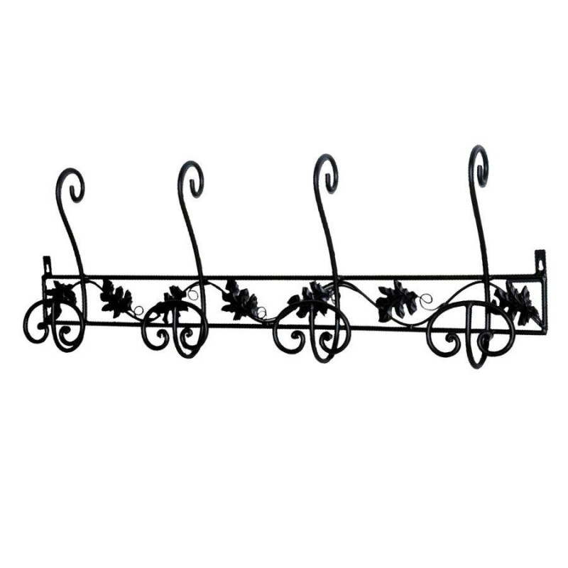 Attaccapanni a muro metallo nero 4 posti 89x31x10 cm moderno