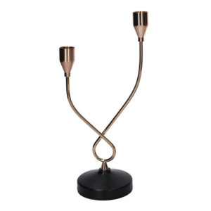 Portacandele metallo 2 posti oro 14x8x30 cm elegante e moderno