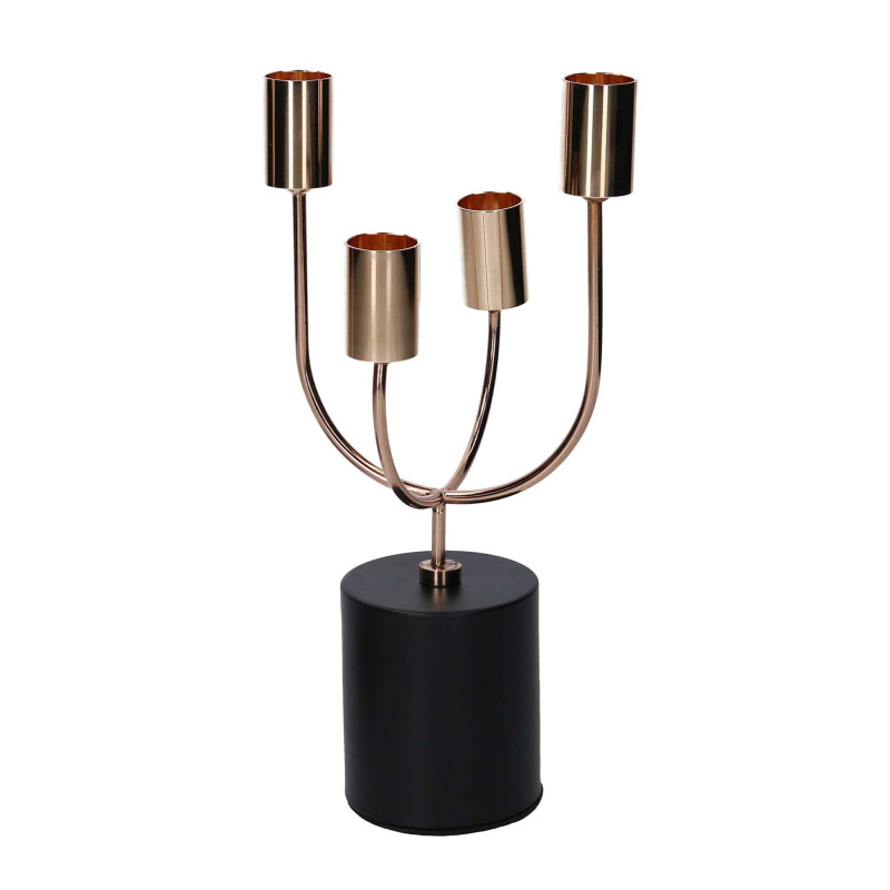 Portacandele metallo 4 posti oro 12x12x26 cm elegante e moderno