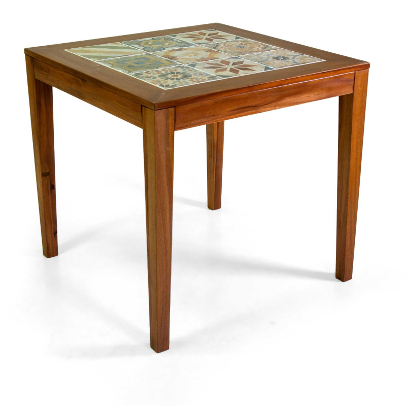 Tavolo legno mosaico Miramar quadro 80x80x75 cm giardino elegante