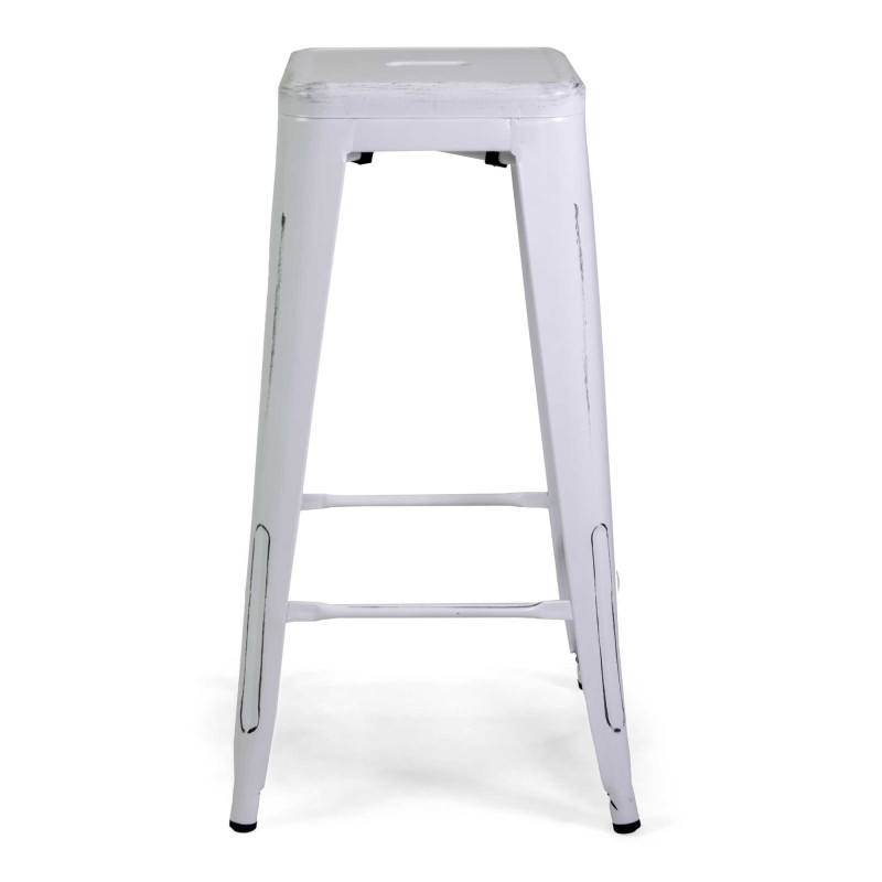 Sgabello ferro New Bristol bianco antico 42x42xH76 cm