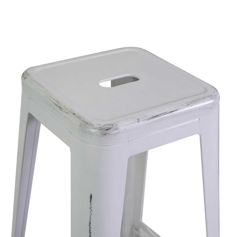 Sgabello ferro New Bristol bianco antico 42x42xH76 cm