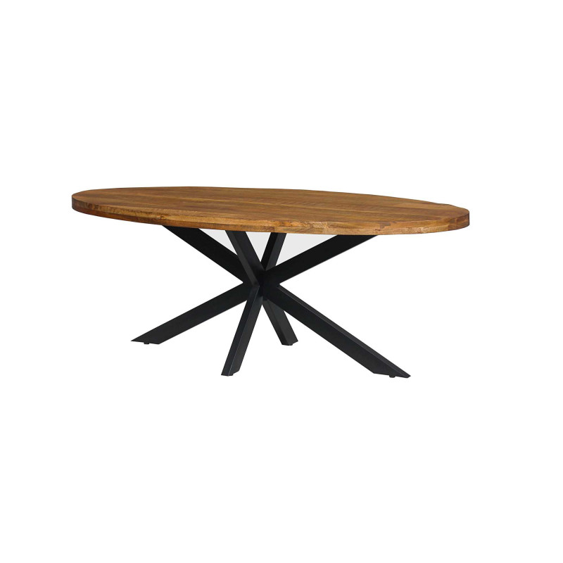 Tavolo metallo Varanasi top legno naturale ovale 200x100 cm casa