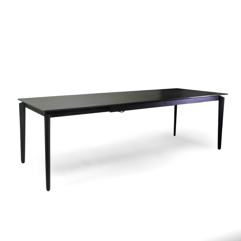 Tavolo metallo allungabile Rogers top pietra 180-240x90h75 moderno