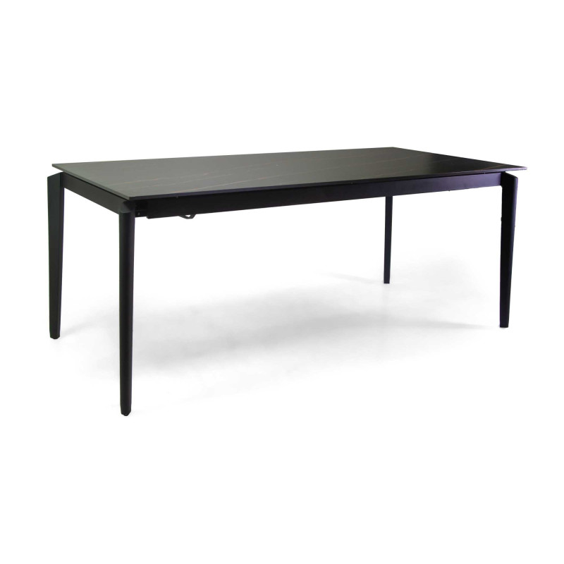 Tavolo metallo allungabile Rogers top pietra 180-240x90h75 moderno