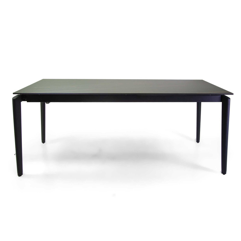 Tavolo metallo allungabile Rogers top pietra 180-240x90h75 moderno