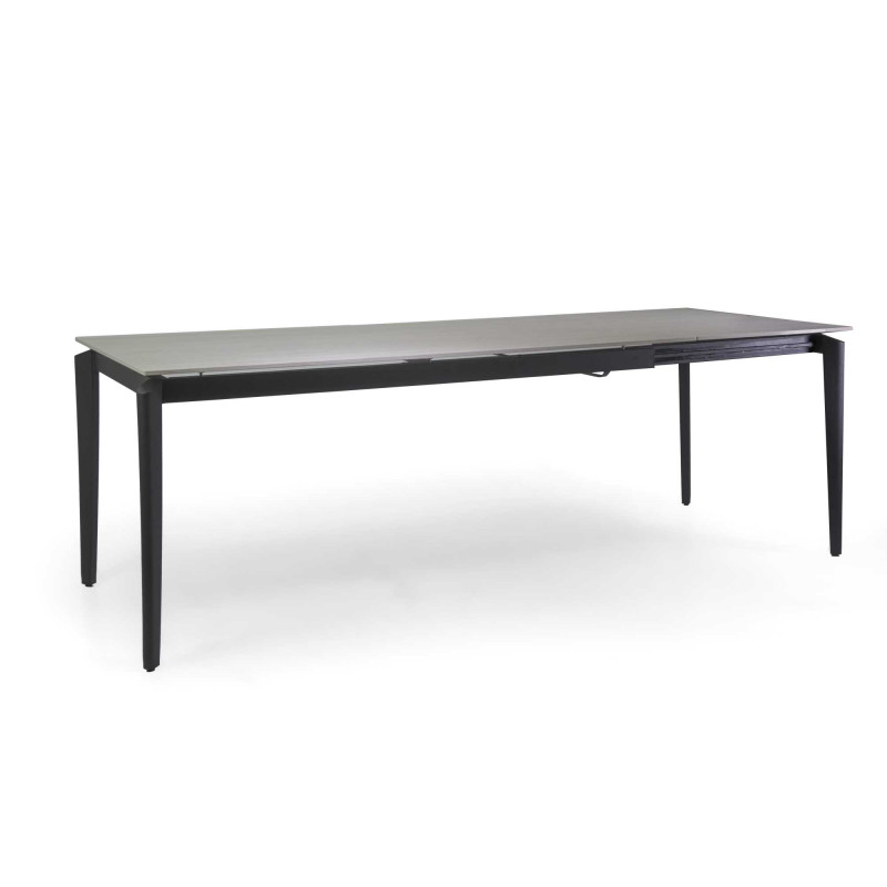 Tavolo metallo allungabile Rogers top pietra 180-240x90x75 cm