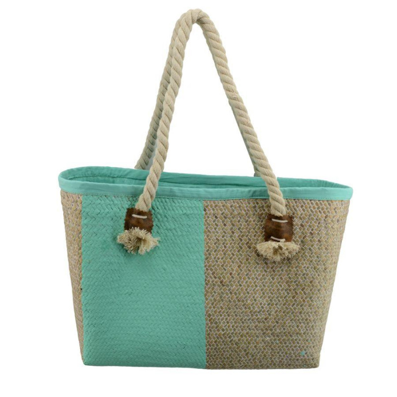 Borsa di paglia Africa turchese elegante e capiente