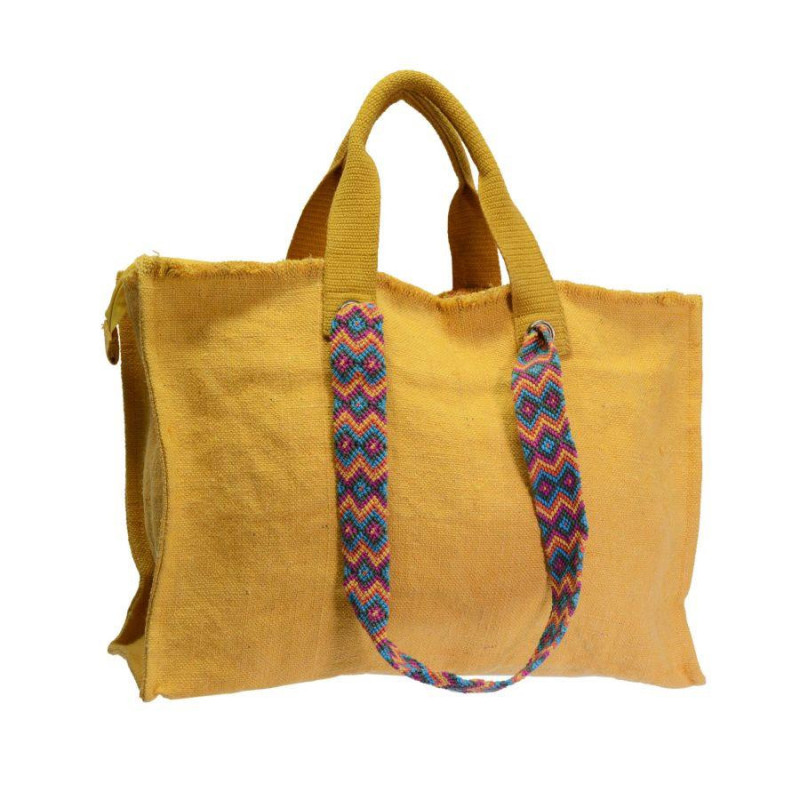 Borsa in juta gialla resistente e capiente per ogni occasione