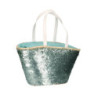 Borsa paglia con paillettes azzurro ampia e luminosa estate