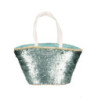 Borsa paglia con paillettes azzurro ampia e luminosa estate