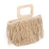 Borsa beige con frange 33x13x24 cm elegante e capiente