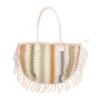 Borsa tessuto righe arancioni con nappe 40x13x32 cm trendy