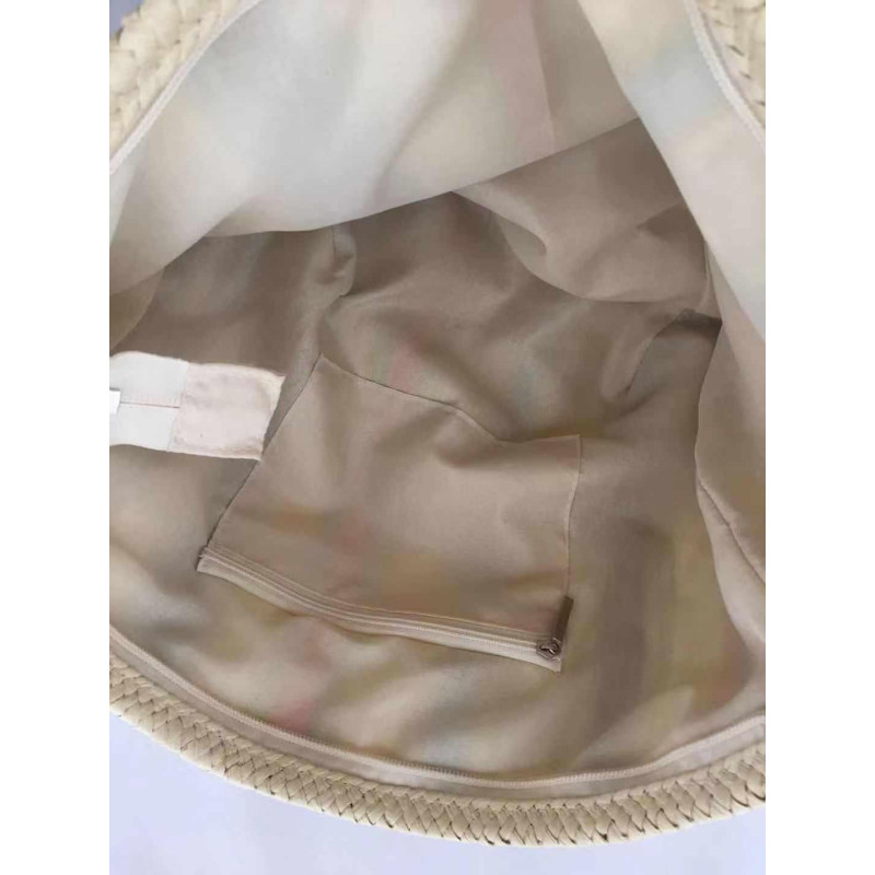 Borsa tessuto righe arancioni con nappe 40x13x32 cm trendy