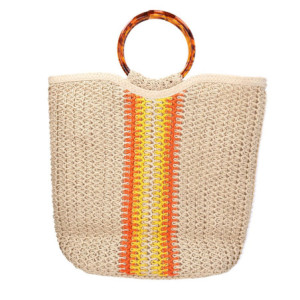 Borsa crema e giallo 38x15x33 cm capiente e alla moda