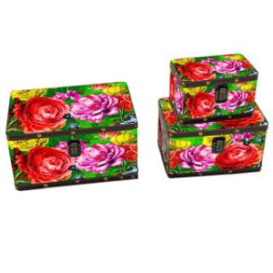 Scatola ecopelle multicolor rettangolare 26x18x14 cm casa