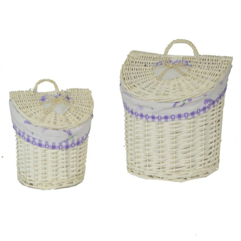 Cesta pensile vimini lavanda mezzaluna 28x21 H22/29 cm naturale
