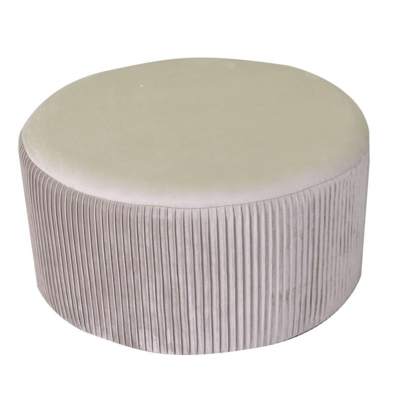 Pouf velluto beige tondo Ø56x28 cm casa