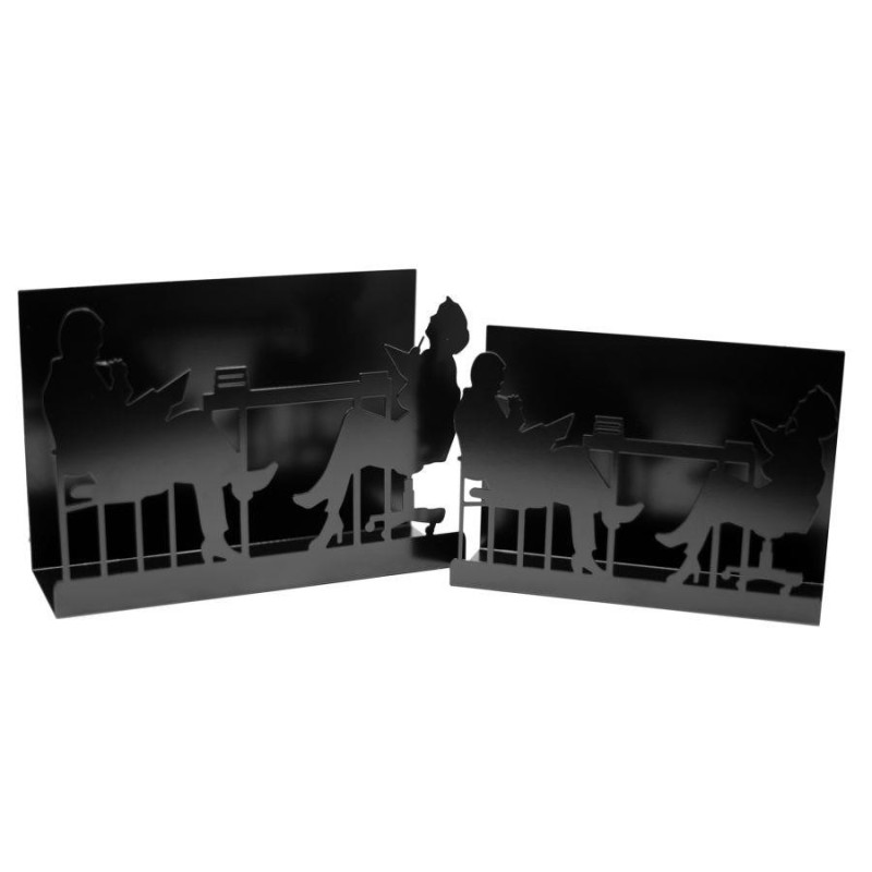 Portariviste metallo nero Sagome 1/2 35x12h24 design moderno