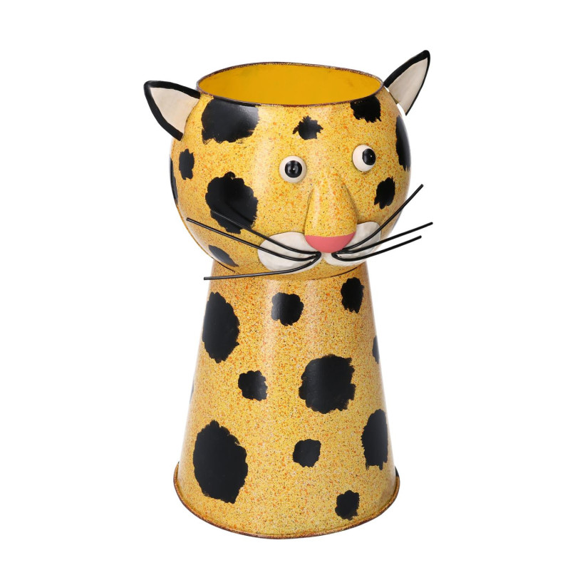 Portavaso latta leopardo decorativo per piante casa e giardino