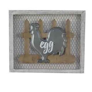 Quadro legno metallo gallina egg 46x38x3 cm decorazione rustica