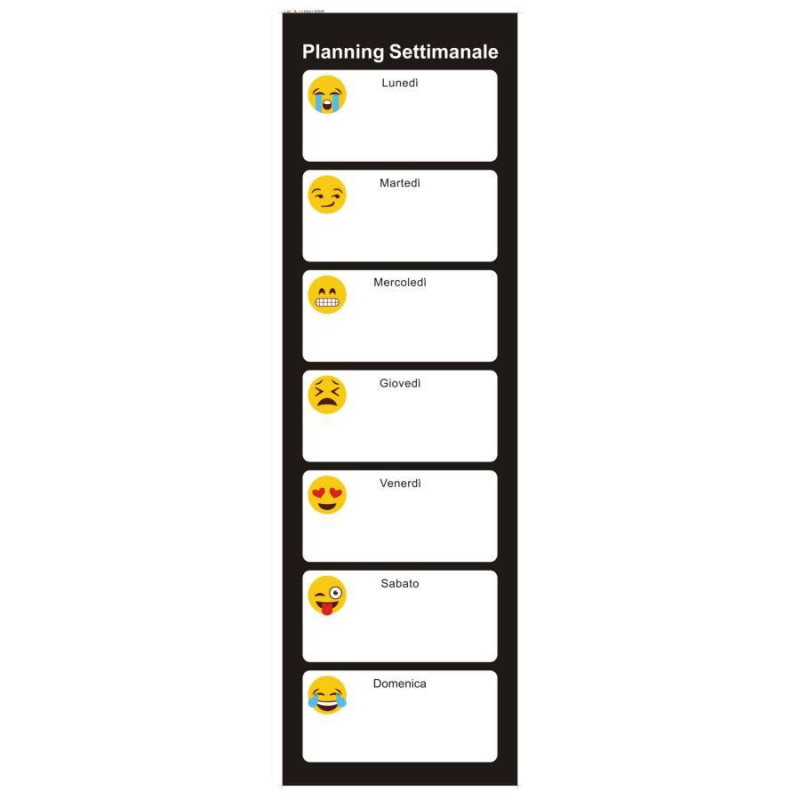 Lavagna magnetica emoji con pennarello 20x60x1,5 cm colorata